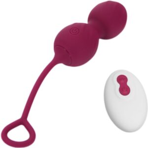 POTENTE - ARMONY - BLOSSOMS VAGINAL DUMBBELL VIBRAÇÃO CONTROLE REMOTO 10 VIBRAÇÕES VERMELHO ESCURO