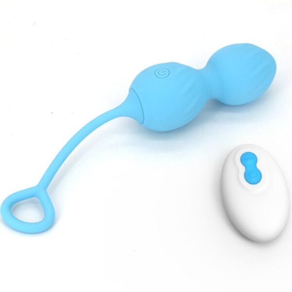 POTENTE - ARMONY - BLOSSOMS VAGINAL DUMBBELL VIBRAÇÃO CONTROLE REMOTO 10 VIBRAÇÕES AZUL