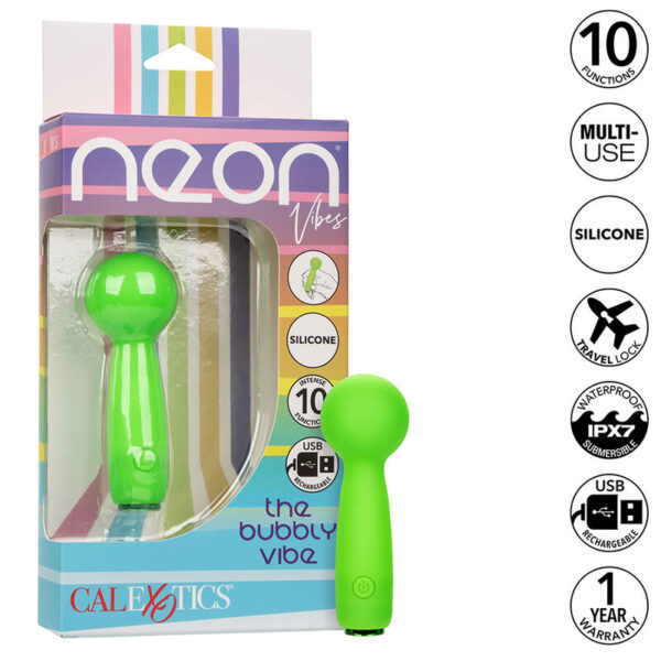 POTENTE - CALEXOTICS - NEON VIBES BUBBLY VIBE O MINI MASSAGEADOR 10 VIBRAÇÕES VERDE