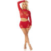 LEG AVENUE - CROPPED DE REDE BRILHANTE + MINI SAIA VERMELHO - Image 2