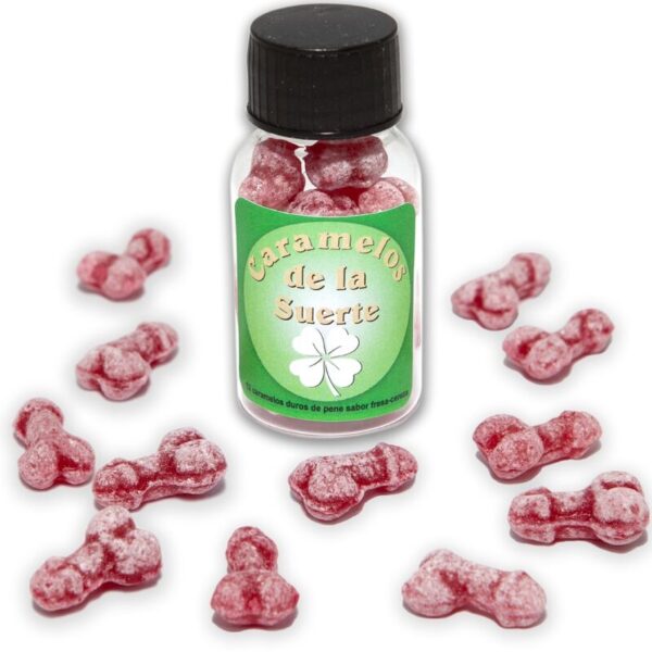 POTENTE - DIABLO PICANTE - 12 DOCES DA SORTE EM FORMA DE PÊNIS MORANGO/CEREJA