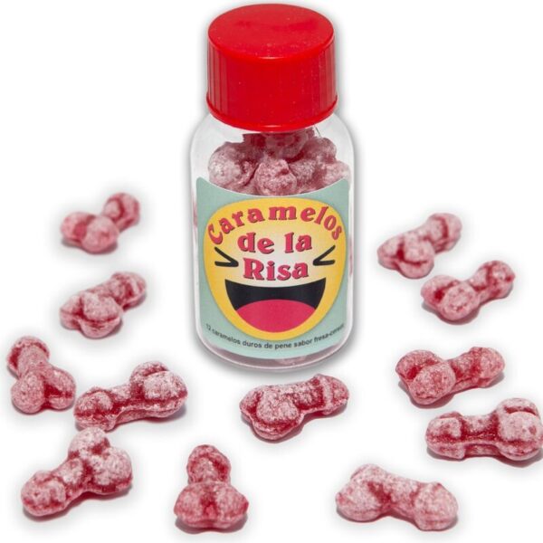 POTENTE - DIABLO PICANTE - 12 DOCES DE RISADA EM FORMA DE PÊNIS MORANGO/CEREJA