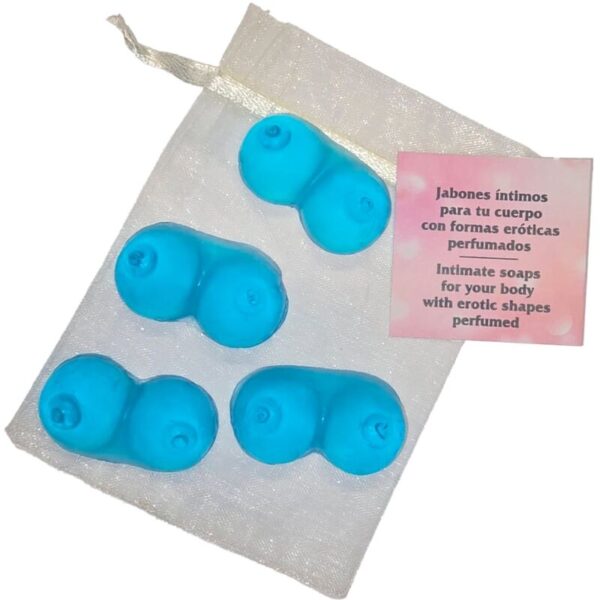 POTENTE - DIABLO PICANTE - 4 MINI SABONETES PERFUMADOS FORMATO SEIOS AZUL
