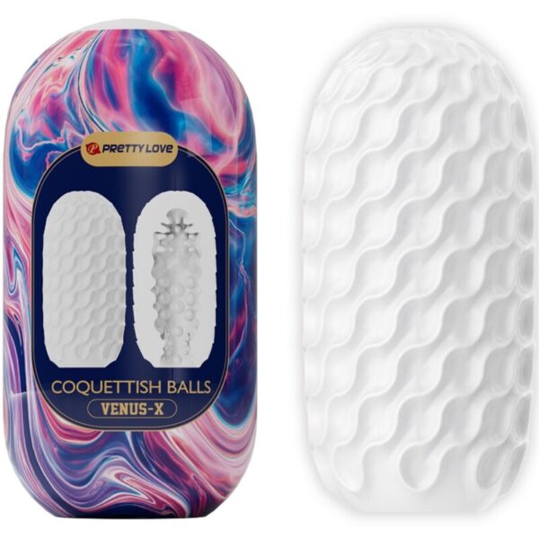 POTENTE - PRETTY LOVE - MASTURBADOR MASCULINO DE SILICONE COQUETTISH BALLS BRANCO
