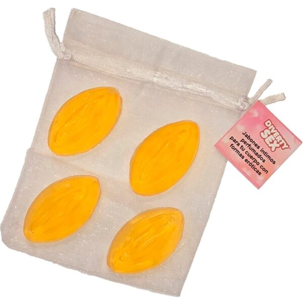 POTENTE - DIABLO PICANTE - 4 MINI SABONETES EM FORMATO DE VAGINA AMARELO