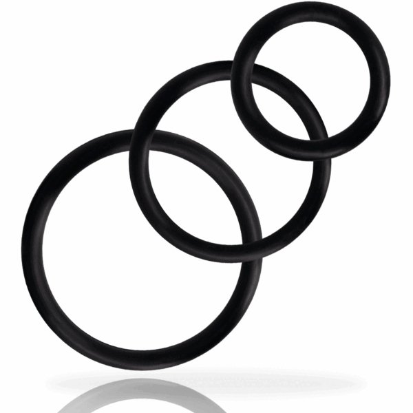 POTENTE - ADDICTED TOYS - CONJUNTO DE ANÉIS DE PARA PÉNIS PRETO