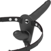 POTENTE - FETISH SUBMISSIVE HARNESS - VIBRADOR PRETO DE DUPLA PENETRAO