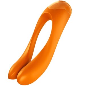POTENTE - SATISFYER - VIBRADOR DE DEDO CANDY CANE LARANJA