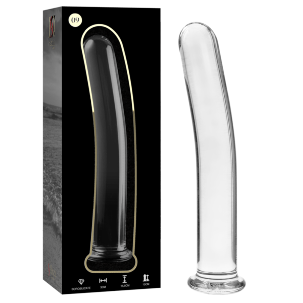 POTENTE - NEBULA SERIES BY IBIZA - MODELO 9 DILDO VIDRO BOROSILICADO TRANSPARENTE 15.5 CM -O- 2.5 CM