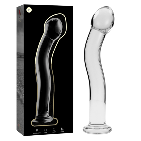 POTENTE - SÉRIE NEBULA BY IBIZA - MODELO 18 DILDO VIDRO BOROSILICADO TRANSPARENTE 18.5 CM -O- 3.5 CM