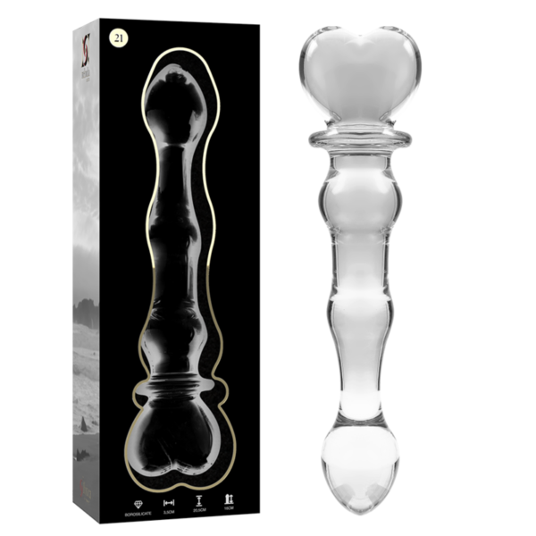 POTENTE - NEBULA SERIES BY IBIZA - MODELO 21 DILDO VIDRO BOROSILICADO TRANSPARENTE 20.5 CM -O- 3.5 CM