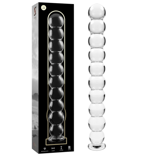 POTENTE - NEBULA SERIES BY IBIZA - MODELO 22 DILDO VIDRO BOROSILICADO TRANSPARENTE 21.5 CM -O- 2.5 CM
