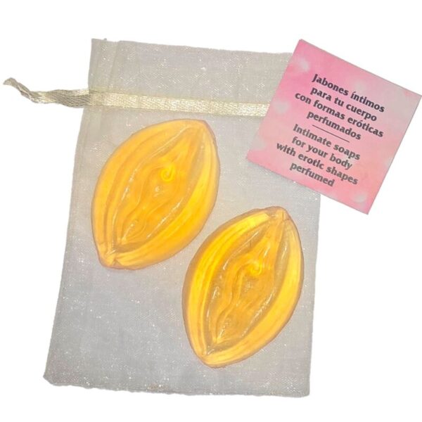 POTENTE - DIABLO PICANTE - 2 SABONETES PERFUMADOS EM FORMATO DE VAGINA AMARELO