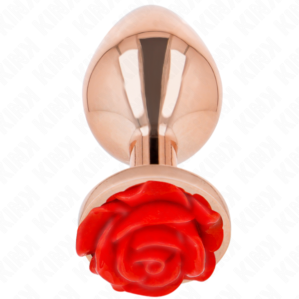 POTENTE - KINK - PLUG ANAL ROSA OURO COM ROSA VERMELHA L