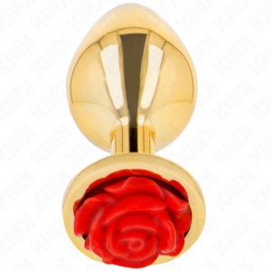 POTENTE - KINK - PLUG ANAL OURO ROSA VERMELHO TAMANHO S