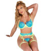 SUBBLIME - 955328 CONJUNTO DE SUTIÃ COM RENDA E LINHAS DE LIGA VERDE E AZUL L/XL - Image 3