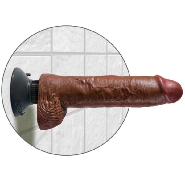 POTENTE - KING COCK - DILDO VIBRADOR COM TESTÍCULOS 25.5 CM COR MARROM