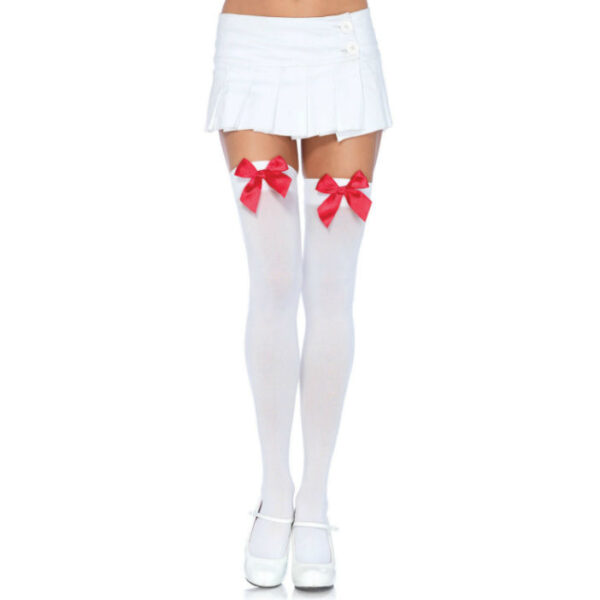 POTENTE - LEG AVENUE - COXAS EM NYLON COM LAO BRANCO / VERMELHO