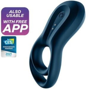 POTENTE - SATISFYER - APLICATIVO VIBRADOR DE ANEL EPIC DUO AZUL