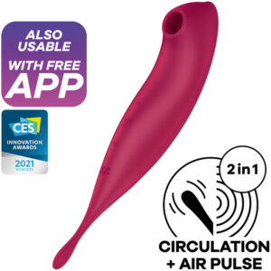POTENTE - SATISFYER - TWIRLING PRO+ ESTIMULADOR DE PULSO DE AR E APLICATIVO VIBRADOR VERMELHO