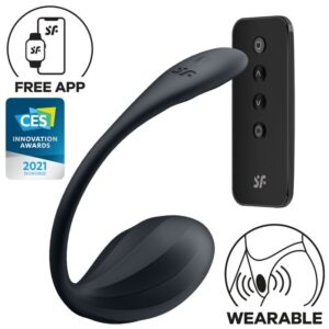 POTENTE - SATISFYER - RIBBED PETAL ESTIMULADOR DE PONTO G CONTROLE REMOTO PRETO APLICATIVO GRATUITO