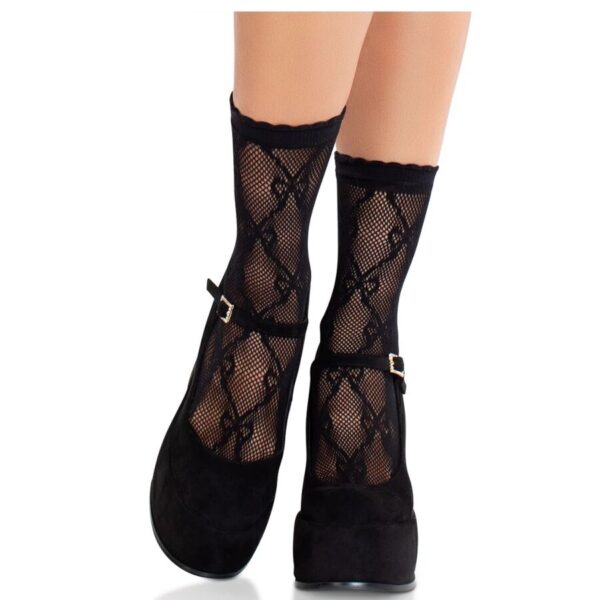 POTENTE - LEG AVENUE - MEIAS DE RENDA PRETA COM LAÇO