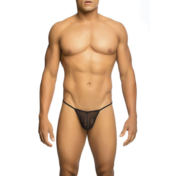 POTENTE - MOB - TANGA TRANSPARENTE EM FORMATO T PRETA TAMANHO L/XL