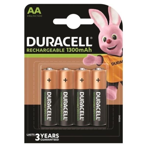 POTENTE - DURACELL - BATERIA RECARREGVEL HR6 AA 1300mAh 4 UNIDADE