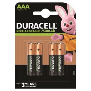 POTENTE - DURACELL - BATERIA RECARREGVEL HR03 AAA 750mAh 4 UNIDADE