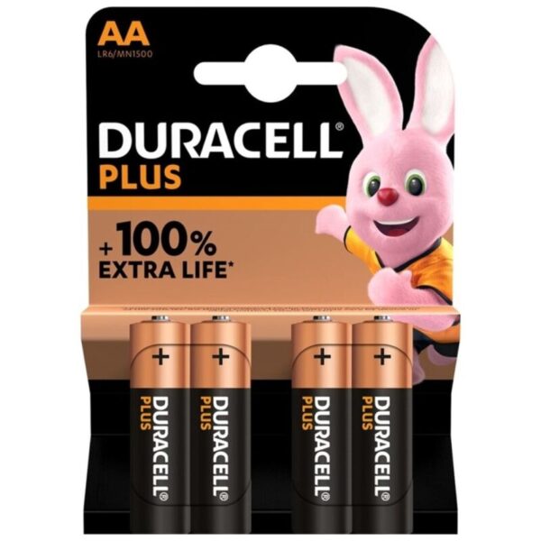 POTENTE - DURACELL - PLUS POWER 100 BATERIA ALCALINA AA LR6 4 UNIDADE
