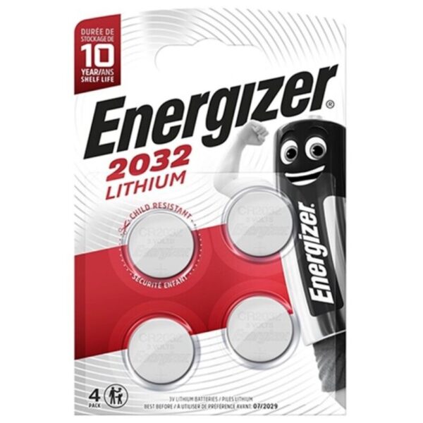 POTENTE - ENERGIZER - BATERIA BOTO DE LÍTIO CR2032 3V 4 UNIDADE