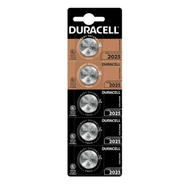 POTENTE - DURACELL - BATERIA BOTO LITIO CR2025 3V 5 UNIDADE