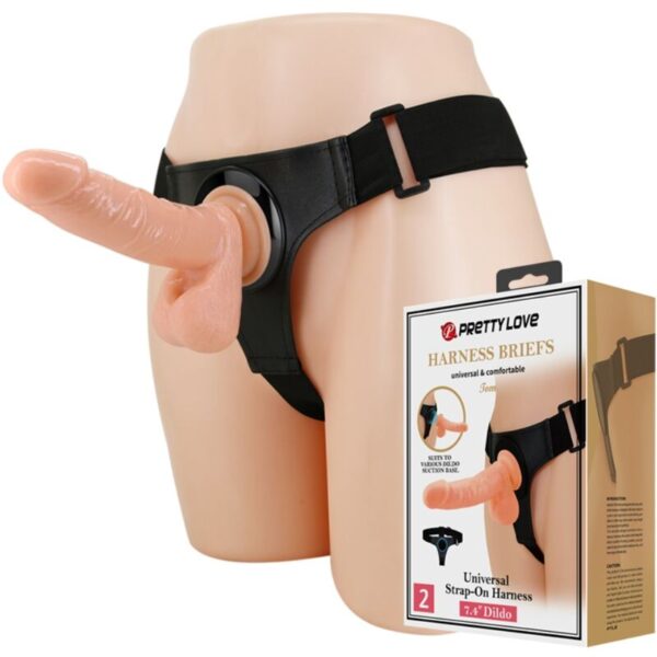 POTENTE - PRETTY LOVE - ARNÊS CUECAS ARNÊS UNIVERSAL COM DILDO TOM 20 CM NATURAL