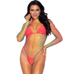 POTENTE - LEG AVENUE - BODY MULTICOLOR DE REDE MANGA COMPRIDA