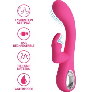 POTENTE - PRETTY LOVE - NOVAK RABBIT VIBRADOR 12 VIBRAÇÕES ROSA