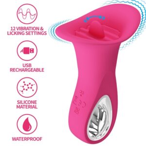 POTENTE - PRETTY LOVE - CLYDE VIBRADOR ORAL LÍNGUA VIBRANTE 12 VIBRAÇÕES ROSA