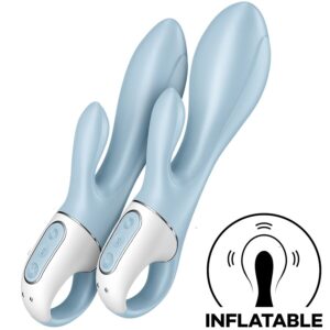 POTENTE - SATISFYER - BOMBA DE AR BUNNY 1 COELHO INFLÁVEL VIBRADOR AZUL
