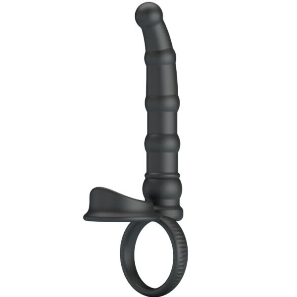 POTENTE - PRETTY LOVE - ANEL VIBRATÓRIO PARA PÊNIS TATUM COM PLUG 10 VIBRAÇÕES PRETO