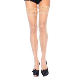 POTENTE - LEG AVENUE - PLUS SIZE SHEER STAY UP`S BEGE PLUS SIZE