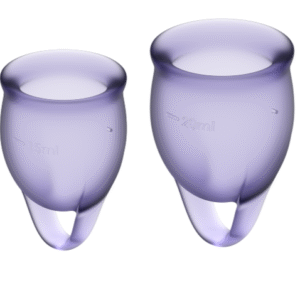 POTENTE - SATISFYER - COPO MENSTRUAL FEEL CONFIDENT ROXO 15 + 20 ML