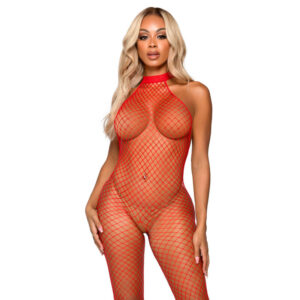 POTENTE - LEG AVENUE - LE FRIVOLE BODYSTOCKING - RACER NECK TAMANHO ÚNICO VERMELHO
