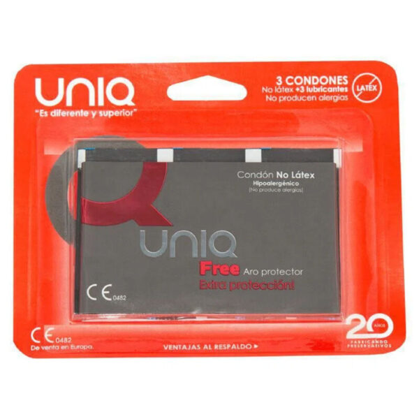 POTENTE - UNIQ - PRESERVATIVOS SEM LÁTEX COM ANEL PROTETOR 3 UNIDADES