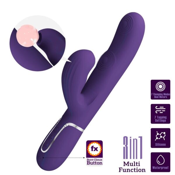 POTENTE - PRETTY LOVE - PERLITA VIBRADOR G-SPOT 3 EM 1 MULTIFUNO ROXO