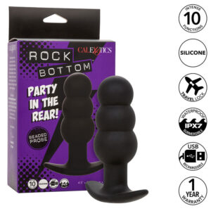 POTENTE - CALEXOTICS - ROCK BOTTOM PLUG ANAL COM ESFERAS 10 VIBRAÇÕES SILICONE PRETO