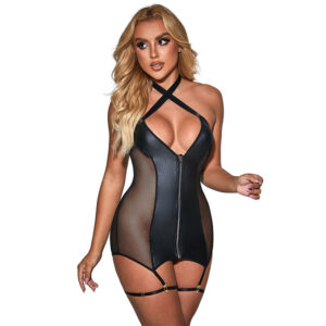 POTENTE - SUBBLIME - 954444 VESTIDO SEXY DE MALHA COURO PRETO S/M