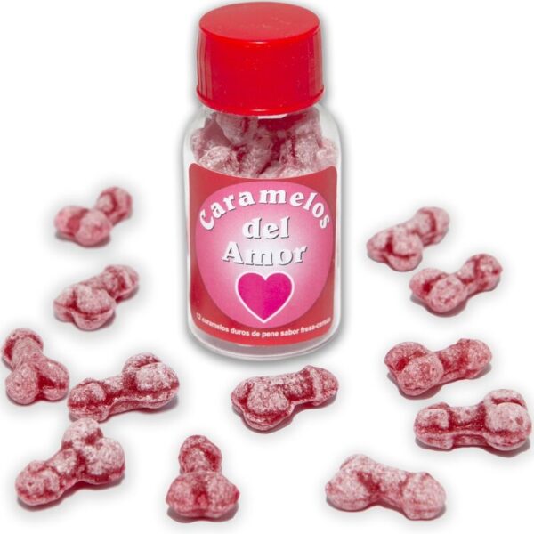 POTENTE - DIABLO PICANTE - 12 DOCES DE AMOR EM FORMA DE PÊNIS MORANGO/CEREJA