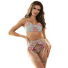 SUBBLIME - 957643 CONJUNTO DE SUTIÃ E CINTO-LIGA BORDADO COM FLORES ROSA S/M - Image 2