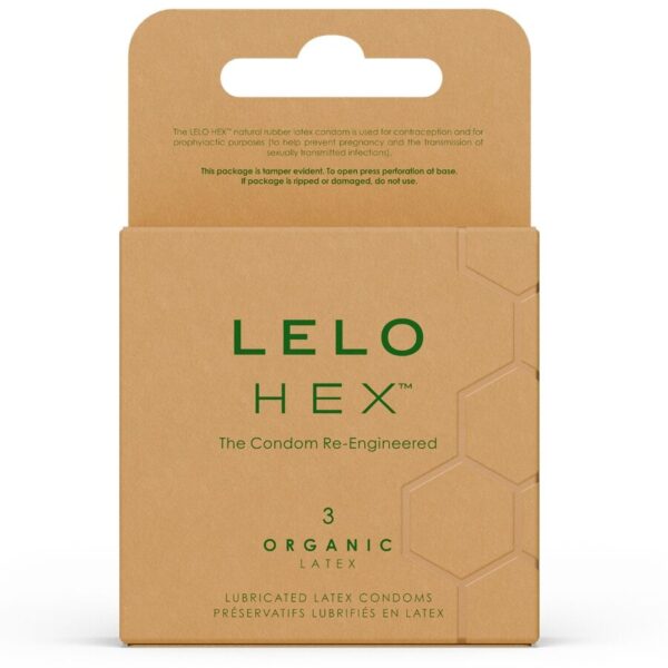 POTENTE - LELO - CAIXA DE PRESERVATIVOS ORGÂNICOS HEX 3 UNIDADES