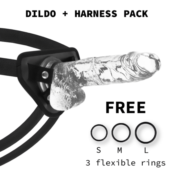 POTENTE - X RAY - ARNÊS + DILDO COM BOLAS 22 CM -O- 4.6 CM
