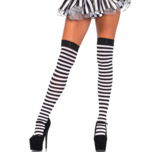 POTENTE - LEG AVENUE - MEIAS ALTAS RISCAS PRETAS/BRANCAS